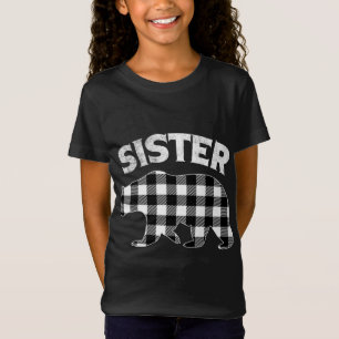 Black And White Buffalo Plaid Sister Bear Christma T-Shirt