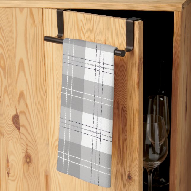 Black and White Buffalo Plaid Tea Towel (Thirds Fold)
