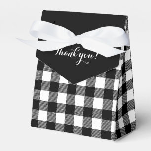 Black and White Buffalo Plaid Thank you Favour Box