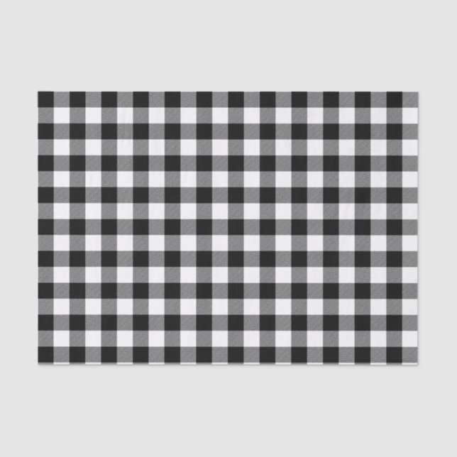 Black and White Buffalo Plaid Tissue Paper (Front)