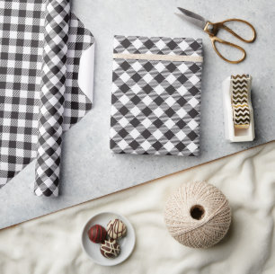 Black and White Buffalo Plaid Wrapping Paper
