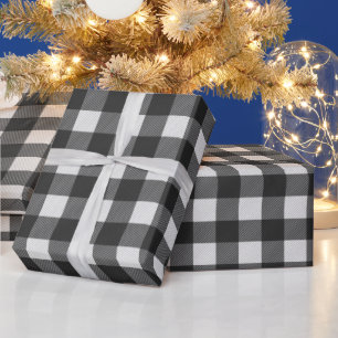 Black and White Buffalo Plaid Wrapping Paper