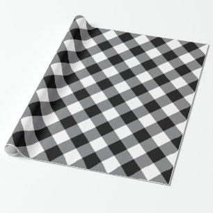 Black And White Buffalo Plaid Wrapping Paper
