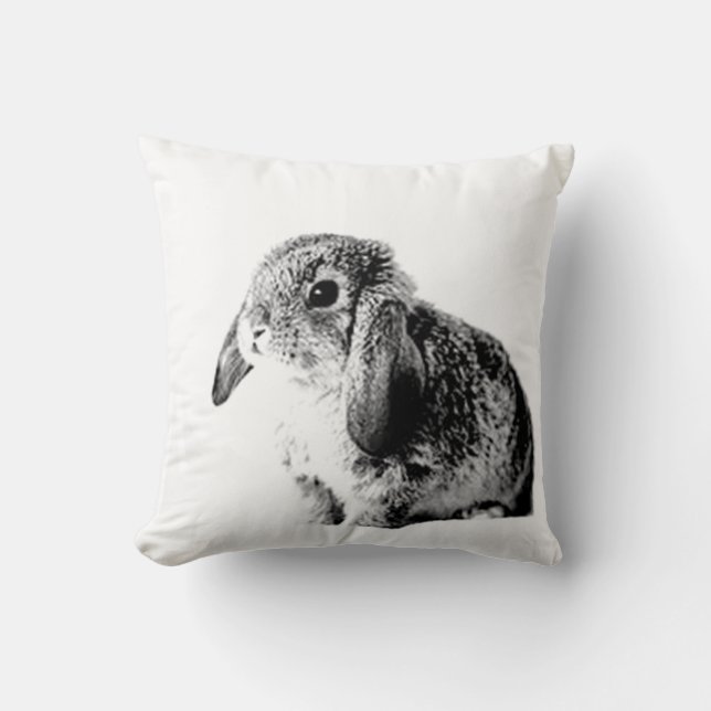 Black and White Bunny Cushion (Front)