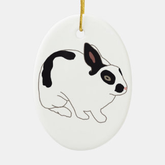 Black and White Bunny Rabbit Ceramic Tree Decoration