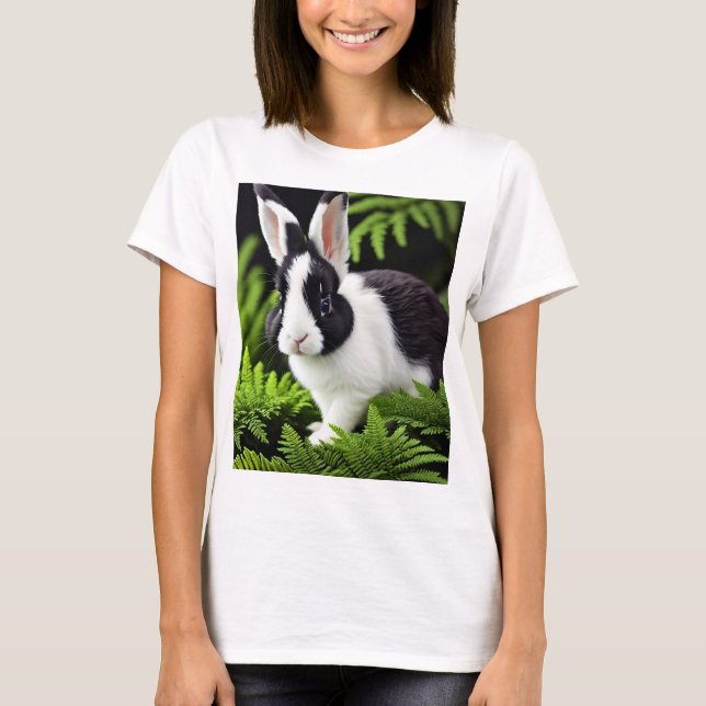 Black And White Bunny Rabbit, T-Shirt (Front)