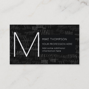 black and white business card