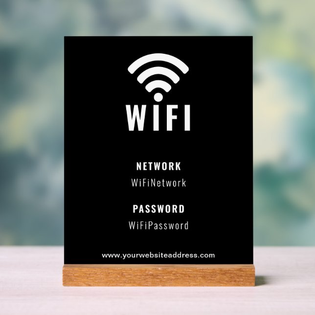 Black And White Business Company Corporate WiFi  Acrylic Sign (Neutral)
