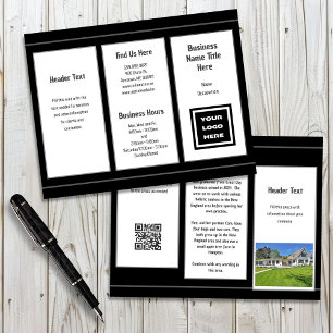 Black and White Business Logo Folded Brochure