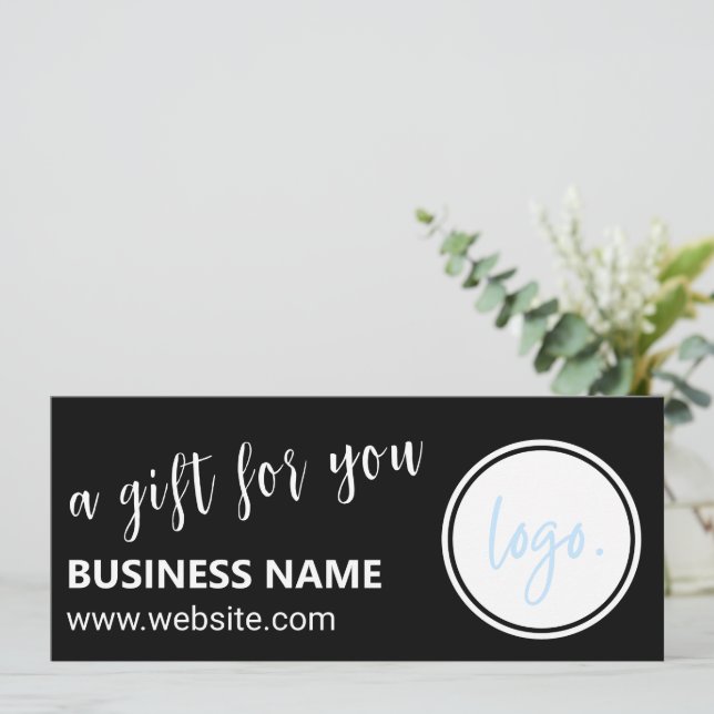 BLACK AND WHITE BUSINESS LOGO GIFT CERTIFICATE (Standing Front)
