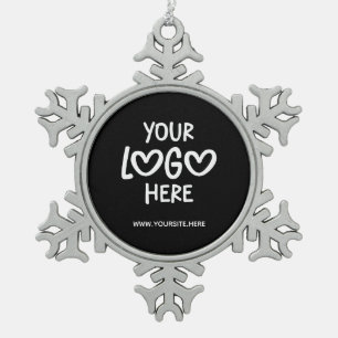 Black and White Business Logo Site Snowflake Pewter Christmas Ornament