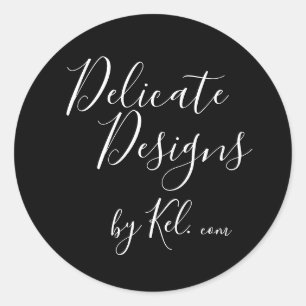 Black and White Business Name Classic Round Sticker