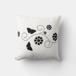 Black And White Butterflies And Hearts Cushion