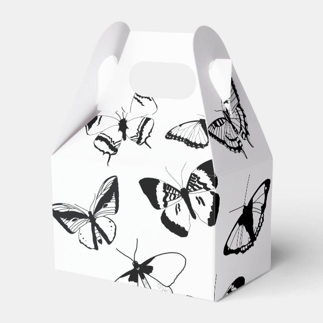 Black and White Butterflies Favour Box (Front Side)