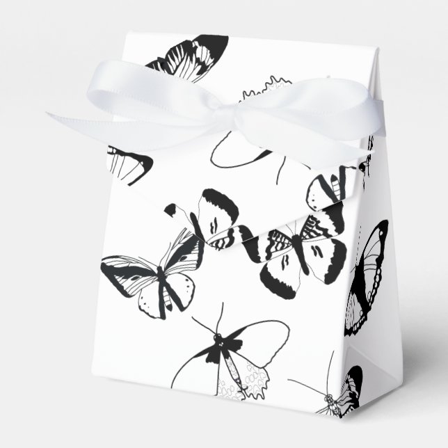 Black and White Butterflies Favour Box (Front Side)