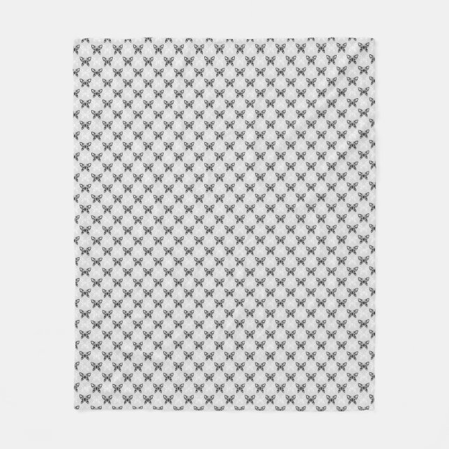 Black and white butterflies fleece blanket (Front)