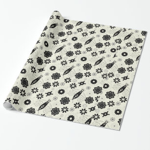 Black and white butterflies seamless pattern wrapping paper