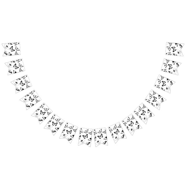 Black and White Butterflies Wedding bunting banner (All)