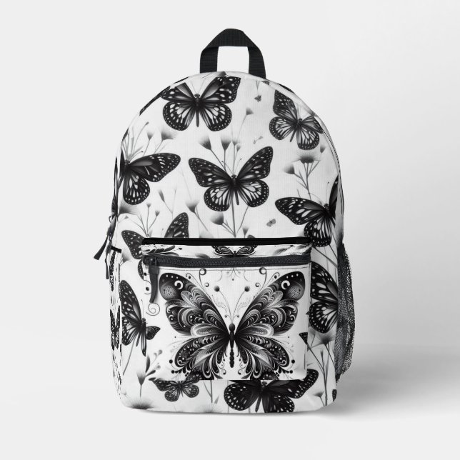 Black and White Butterfly Backpack (Front)