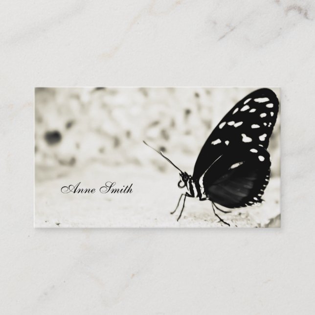 Black and White Butterfly Business Card (Front)