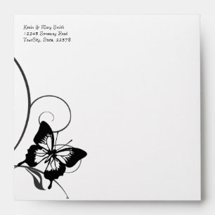 Black and White Butterfly Envelope