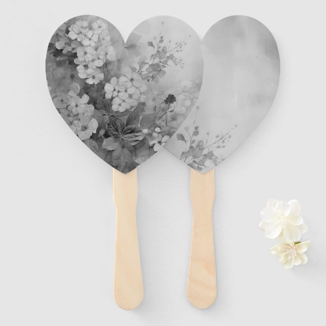 Black and White Butterfly Hand Fan (Front and Back)