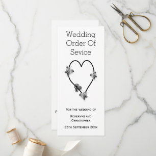 Black And White Butterfly Heart Wedding Program Programme