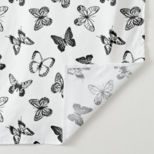 Black and White Butterfly illustration White Tapestry