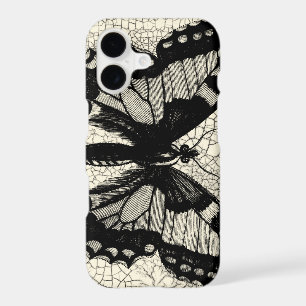 Black and White Butterfly on Cracked Background