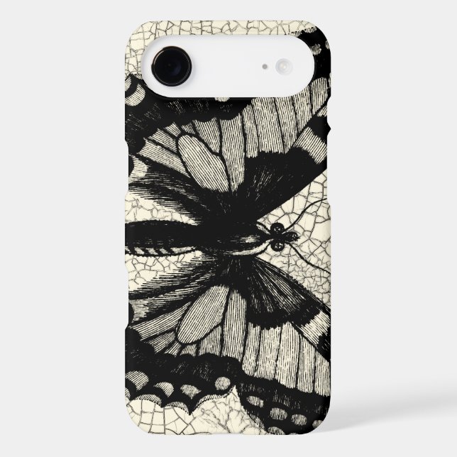 Black and White Butterfly on Cracked Background Case-Mate iPhone Case (Back)
