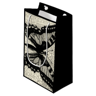 Black and White Butterfly on Cracked Background Small Gift Bag