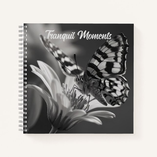 Black and White Butterfly Personalised Notebook (Front)
