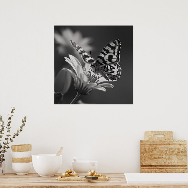Black and White Butterfly Poster (Kitchen)