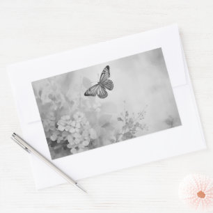 Black and White Butterfly Rectangular Sticker