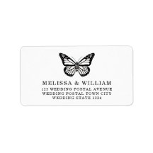 Black and White Butterfly Wedding Address