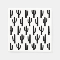 Black and white cactus. Cacti pattern. Botanical