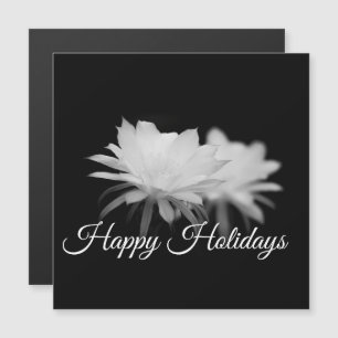 Black and White cactus flower Happy Holidays