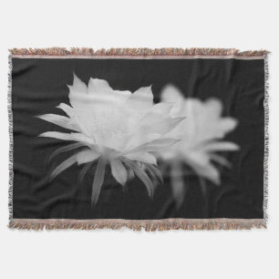 Black and White cactus flower Throw Blanket