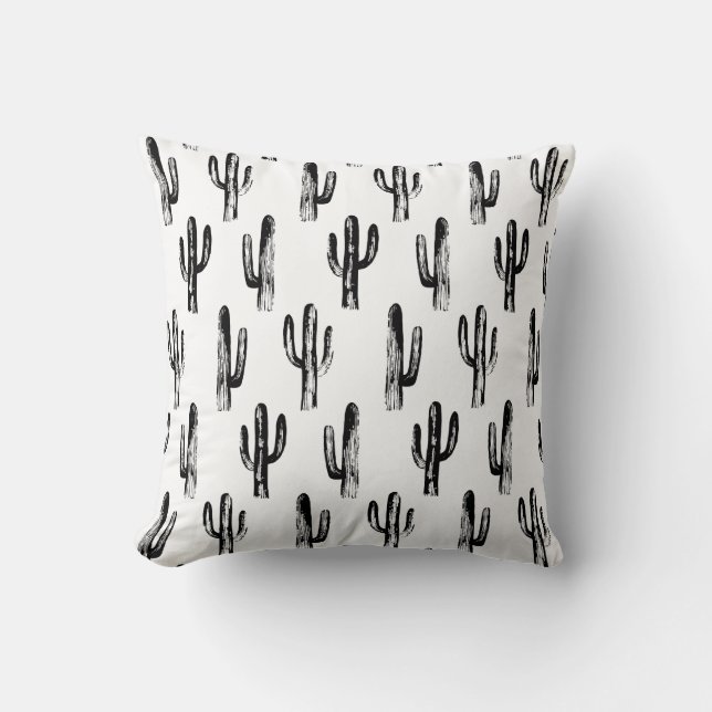Black and white cactus. Modern abstract cacti Cushion (Front)