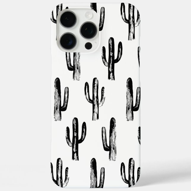 Black and white cactus. Modern botanical pattern Case-Mate iPhone Case (Back)