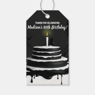 Black and White Cake Theme Birthday Party Favour Gift Tags