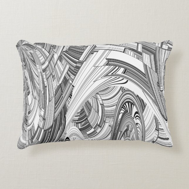 Black and White Calamity Geometric Art Decorative Cushion (Front)