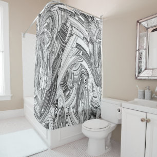 Black and White Calamity Shower Curtain