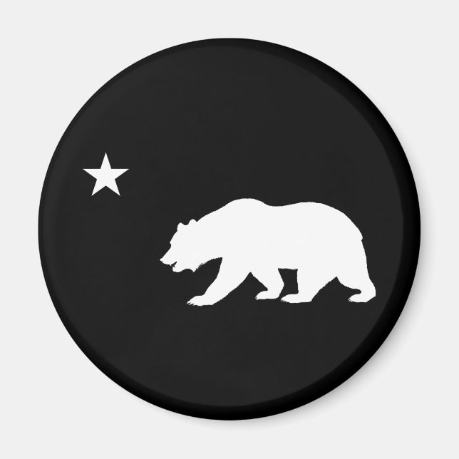 Black and White California Bear Magnet (Front)