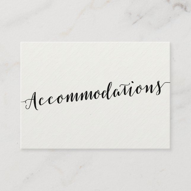 Black And White Calligraphy Accommodation Cards (Front)