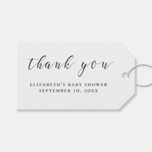 Black and white calligraphy baby shower thank you gift tags