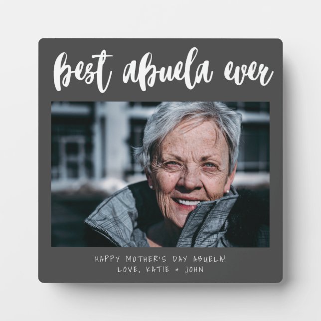  Black and White Calligraphy Best Abuela Ever Plaque (Front)