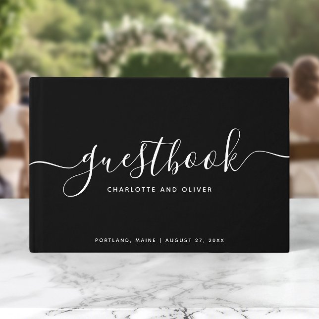 Black and White Calligraphy Event or Wedding Guest Book (Creator Uploaded)