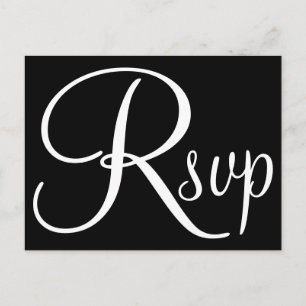 Black and White Calligraphy RSVP Invitation Postcard