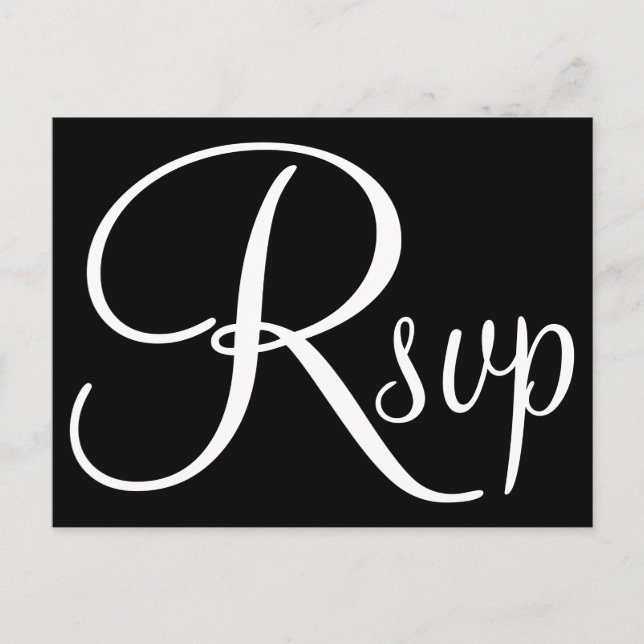 Black and White Calligraphy RSVP Invitation Postcard (Front)
